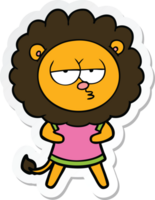 sticker of a cartoon bored lion png