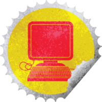 computer with mouse and screen circular peeling sticker png