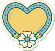 sticker of tattoo in traditional style of a heart and flower png