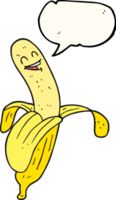 hand- getrokken toespraak bubbel tekenfilm banaan png