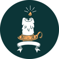 icon of a tattoo style spooky melting candle png