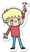 sticker of a cartoon boy crying png