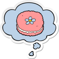 cartoon biscuit with thought bubble as a printed sticker png