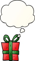 cartoon gift with thought bubble in smooth gradient style png