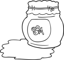 hand drawn black and white cartoon blueberry jam png