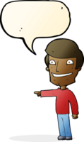 cartoon happy man pointing with speech bubble png