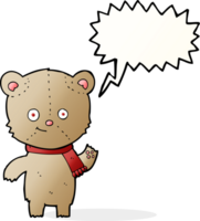 tekenfilm teddy beer golvend met toespraak bubbel png