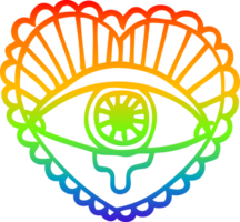 rainbow gradient line drawing of a cartoon crying eye heart tattoo symbol png