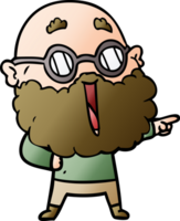 cartoon joyful man with beard pointing finger png