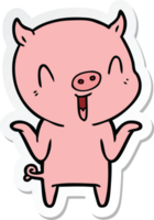 sticker of a happy cartoon pig png