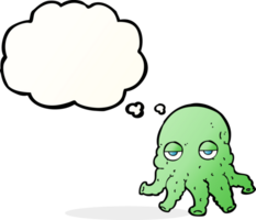 cartoon alien squid face with thought bubble png