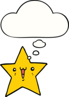 feliz desenho animado Estrela com pensamento bolha png