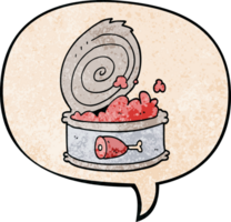 cartoon canned food with speech bubble in retro texture style png