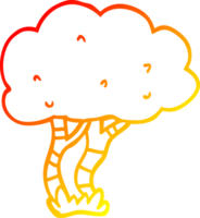 warm gradient line drawing of a cartoon tree png