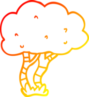 caldo pendenza linea disegno di un' cartone animato albero png