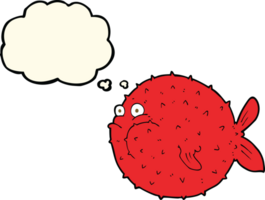 cartoon puffer fish with thought bubble png