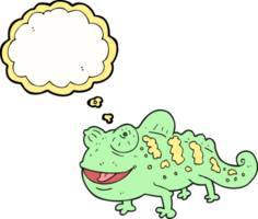 hand drawn thought bubble cartoon chameleon png