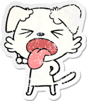 verontruste sticker van een cartoon walgelijke hond png