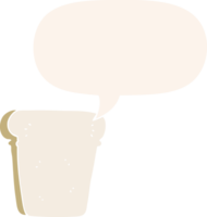 cartoon slice of bread with speech bubble in retro style png