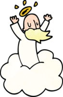 dessin animé doodle dieu sur le nuage png