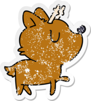 distressed sticker cartoon illustration of  kawaii cute deer png