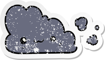 verontruste sticker van een schattige cartoonwolk png