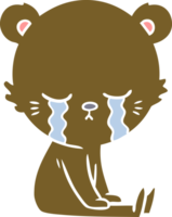 crying flat color style cartoon bear png