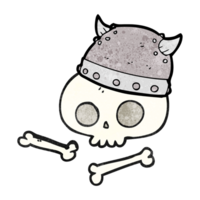 hand textured cartoon viking helmet on skull png