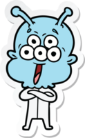 sticker of a happy cartoon alien png