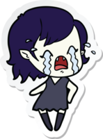 pegatina de una niña vampiro llorando de dibujos animados png