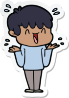 sticker of a cartoon laughing boy png