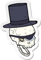 sticker of a cartoon skull in top hat png