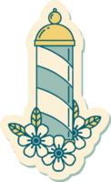 sticker of tattoo in traditional style of a barbers pole png