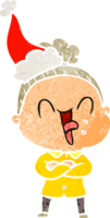 mão desenhado retro desenho animado do uma feliz velho mulher vestindo santa chapéu png