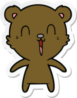 autocollant d'un ours de dessin animé qui rit heureux png