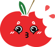 flat color retro cartoon of a red apple png