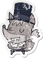 distressed sticker of a cartoon posh werewolf png