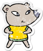 distressed sticker of a cute cartoon bear png