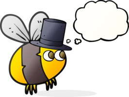 mão desenhado pensamento bolha desenho animado abelha topo chapéu png