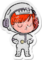 bedrövad klistermärke av en tecknad astronautkvinna png