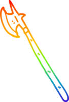 rainbow gradient line drawing of a cartoon medieval weapon png