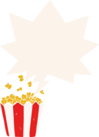 cartoon popcorn with speech bubble in retro style png