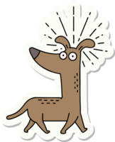 sticker of a tattoo style surprised dog png