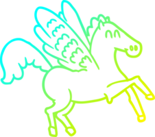 cold gradient line drawing of a cartoon winged horse png