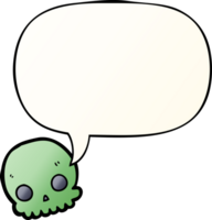 cartoon skull with speech bubble in smooth gradient style png