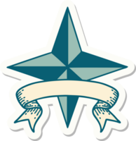 tattoo style sticker with banner of a star png