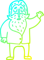 cold gradient line drawing of a cartoon bearded man png