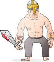 hand drawn cartoon warrior with sword png