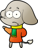 cartoon unsure elephant in scarf png