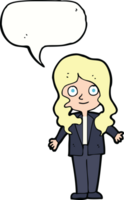 cartoon friendly business woman with speech bubble png